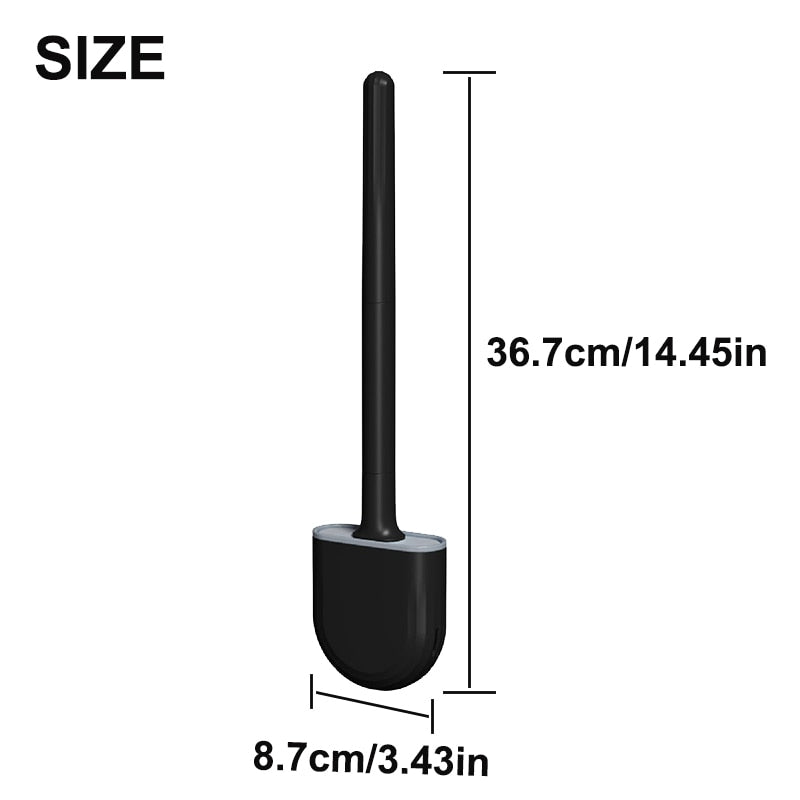 Mini Toilet Brush With Holder Set Long Handle Black Silicone Toilet Cleaner  Brush Wall Mounted Wc Toilet Bathroom Accessories