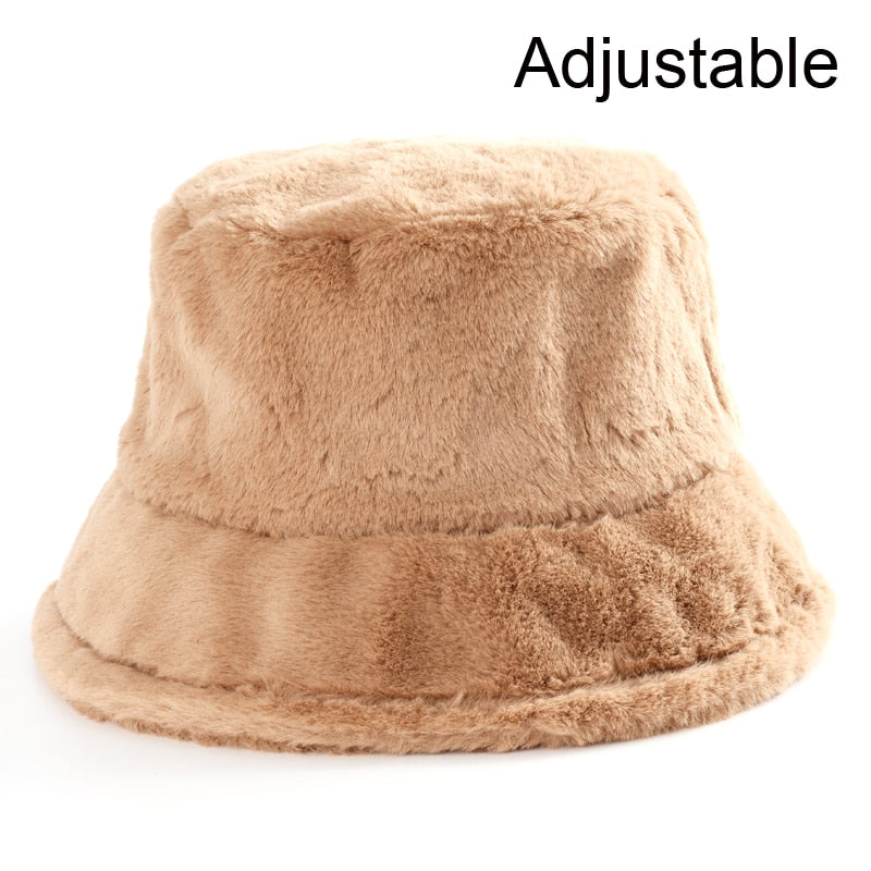 Fuzzy Bucket Hat for Women Furry Fur Bucket Hat Winter Warm Plush Fisherman  Fluffy Sherpa Bucket Hat Multicolor